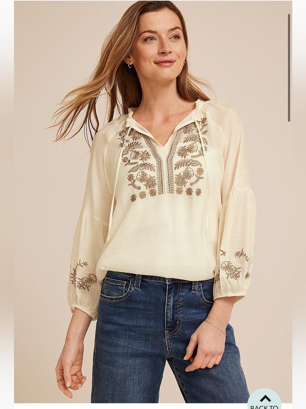 🆕 NWT Maurices Floral Embroidered Peasant Blouse